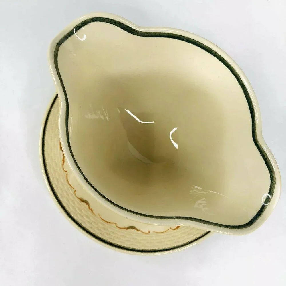 Royal Copenhagen Zinnia Gravy Boat Fajance Attached Underplate Sauce Dish Denmar